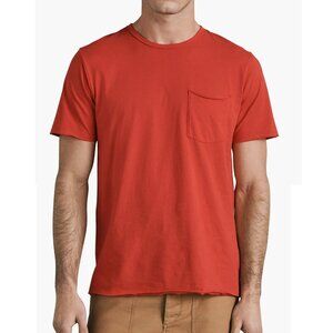 rag & bone Men's Miles Principal Jersey SS Crew Tee Raw Edges Cotton Shirt Red